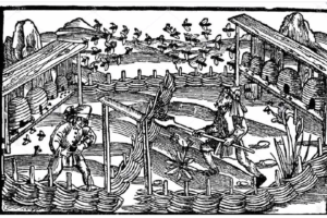 Dibujo de un antiguo apiario
